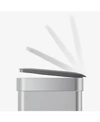 Qualiazero 60L / 16 Gal (30L/8 Gal Split) Rectangular Recycle Step Can - Stainless Steel with Black Plastic Lid