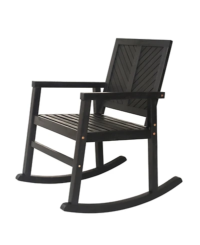 Jonathan Y Ned Modern Chevron-Back 300-Lbs Support Acacia Wood Patio Outdoor Rocking Chair