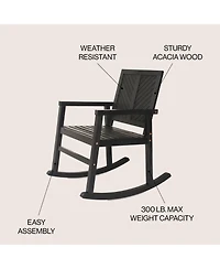 Jonathan Y Ned Modern Chevron-Back 300-Lbs Support Acacia Wood Patio Outdoor Rocking Chair