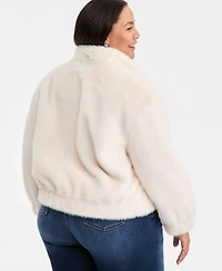 On 34th Trendy Plus Solid Faux-Fur Bomber Jacket, Macy's Exclusive