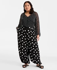 On 34th Trendy Plus Polka-Dot Pull-On Balloon Pants, Macy's Exclusive