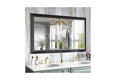 Amorho Bathroom Mirror, 50" x 30" Inch Thick Metal Framed Wall Mirrors for Over Sink, Bedroom, Living Room, Entryway