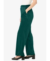 Woman Within Plus Wide-Leg Velour Pant