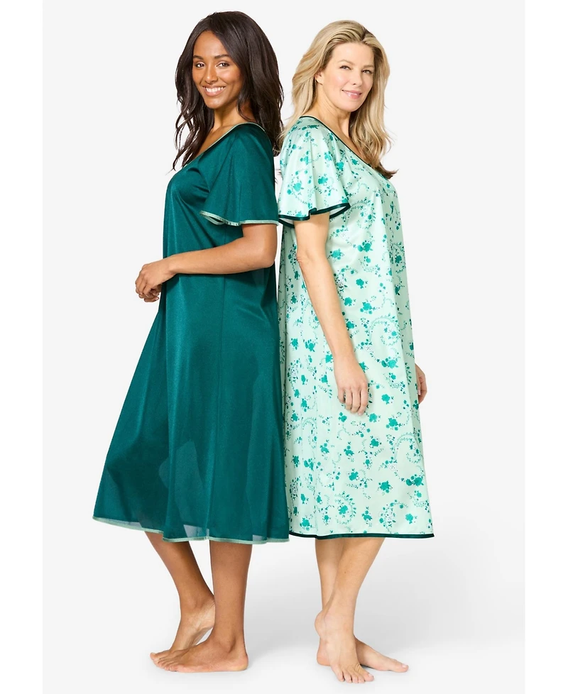 Only Necessities Women's 2-Pack Short Silky Gown