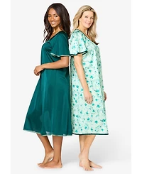 Only Necessities Women's 2-Pack Short Silky Gown