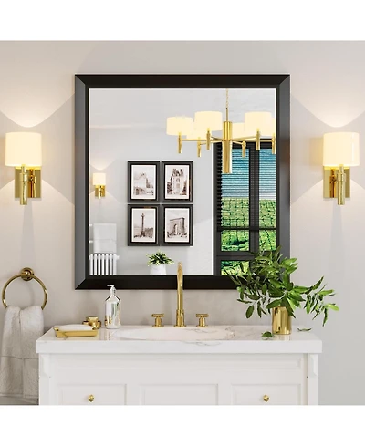 Amorho Bathroom Mirror, 36" x 36" Inch Thick Metal Framed Wall Mirrors for Over Sink, Bedroom, Living Room, Entryway