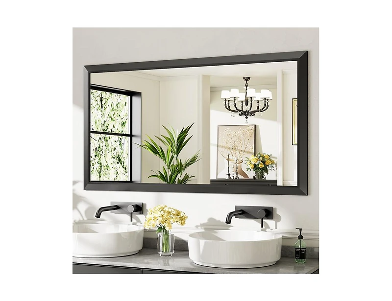 Amorho Bathroom Mirror, 55" x 30" Inch Thick Metal Framed Wall Mirrors for Over Sink, Bedroom, Living Room, Entryway, Rectangle Wall-Mounted Mirrors i