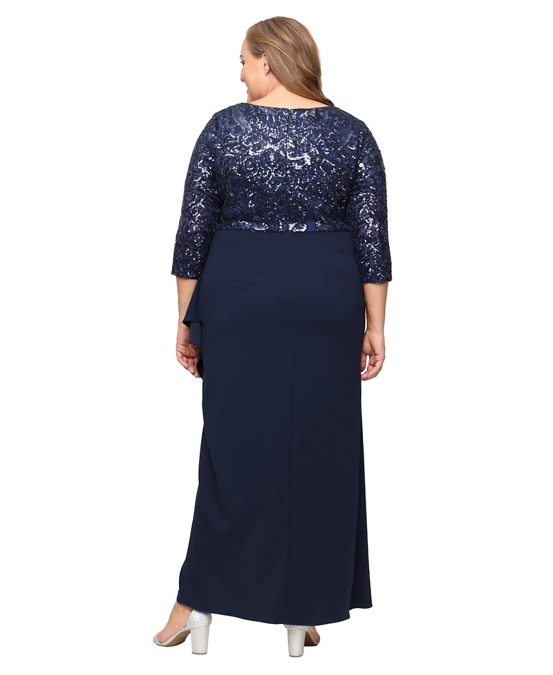Sl Fashions Plus Sequin Detail A-Line Dress