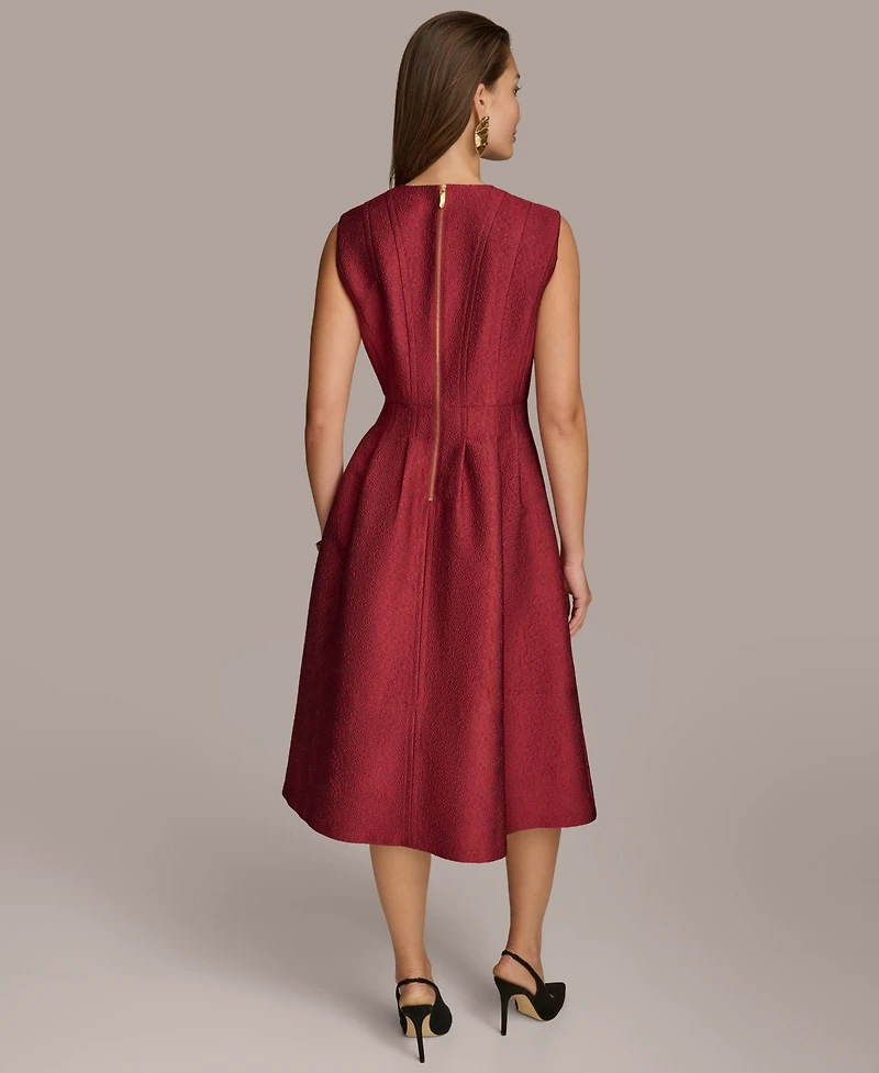 Donna Karan New York Women's Jacquard Solid Fit and Flare Dress