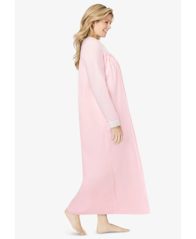 Only Necessities Women's Long 2-Piece Cabbage-Rose Peignoir Set