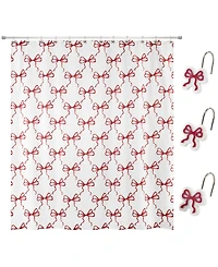 Avanti Christmas Bows Shower Curtain and 12-Pc. Shower Curtain Hooks Set