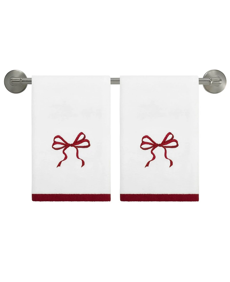 Avanti Christmas Bows Cotton 2-Pc. Hand Towel Set, 28" x 16"