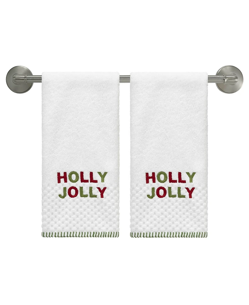 Avanti Holly Jolly Cotton 2-Pc. Hand Towel Set, 28" x 16