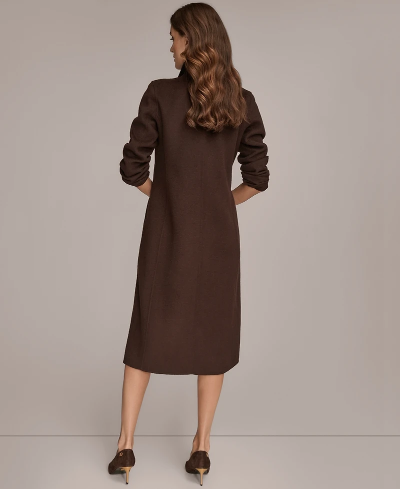 Donna Karan New York Women's Wool Blend Buckle Detail Coat