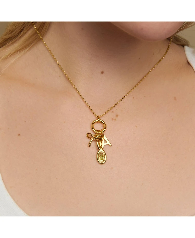 Little Sky Stone 14K Gold Plated Tennis Racket Charm Necklace