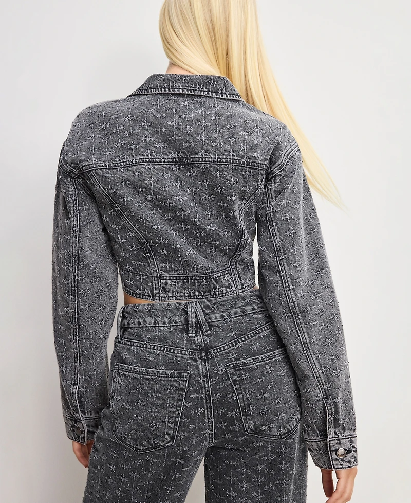 Good American Women's Dolly Joleans Crystal Denim Jacket, Regular & Plus