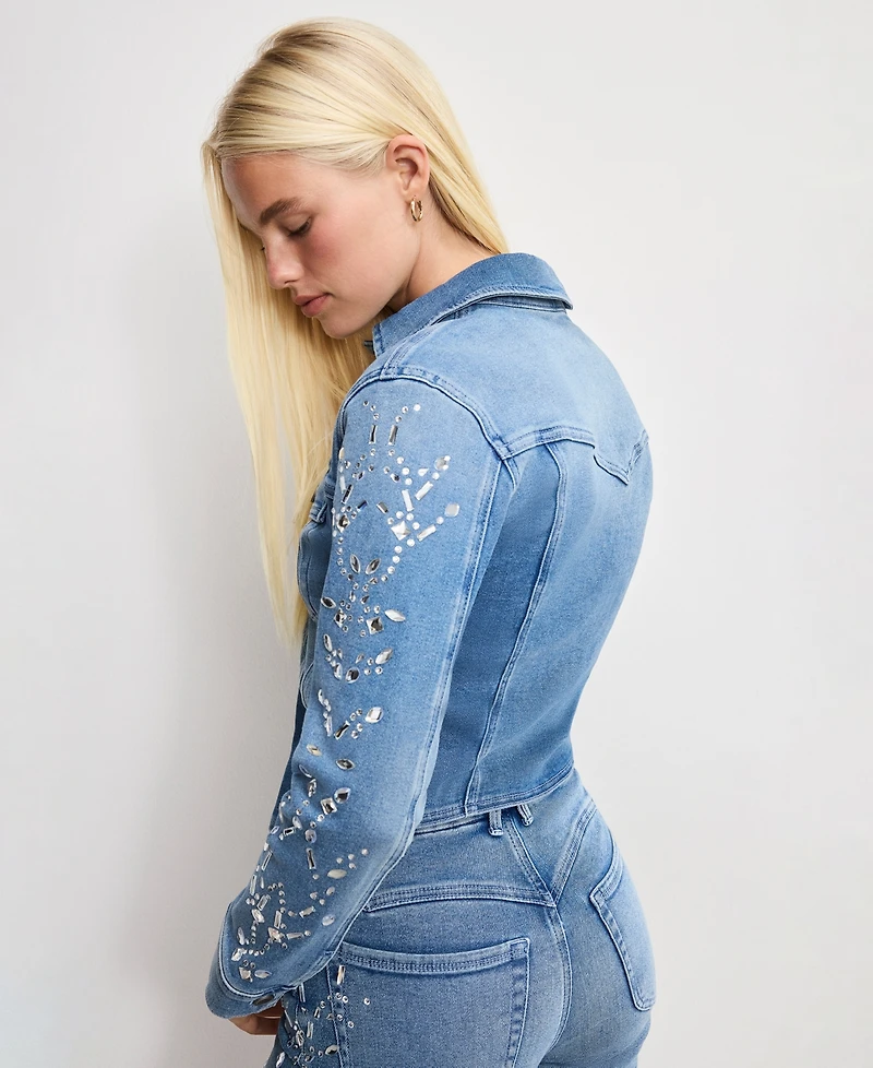 Good American Women's Dolly Joleans Embroidered Jacket, Regular & Plus