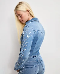 Good American Women's Dolly Joleans Embroidered Jacket, Regular & Plus