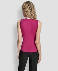 Dkny Women's Asymmetric Sheer Panel Sleeveless Sweater