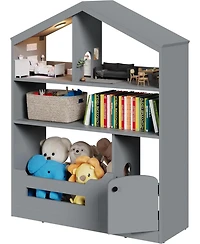 gaomon Kids Bookshelf and Toy Storage, Wooden Kids Bookcase with Motion Sensor Light, Dollhouse Bookcase for Playroom Bedroom Nursery Classroom