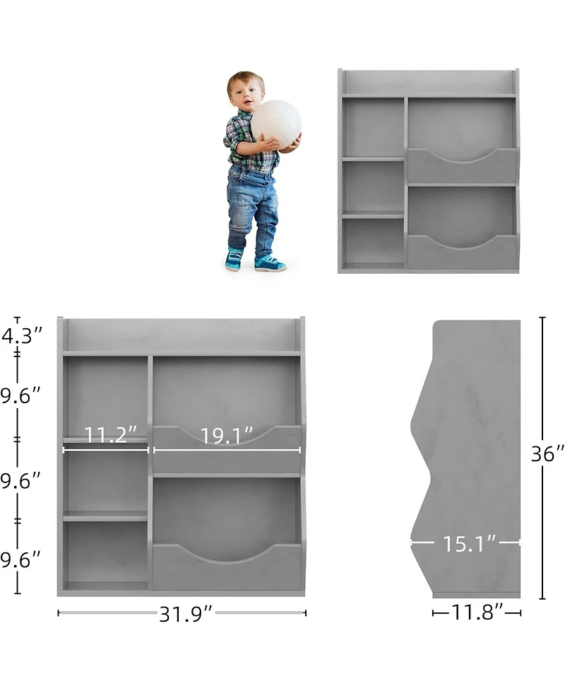 Toy Storage Shelf, Bookshelf for Storing Books and Toys, Suitable for Both Boys and Girls, Multi-Tier Bookshelf Suitable for Game Rooms and Children's