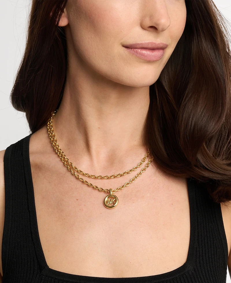 Michael Kors Gold-Tone Double Layer Logo Necklace