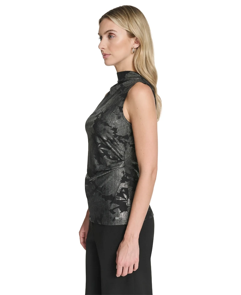 Calvin Klein Women's Novelty Printed Ruched Top