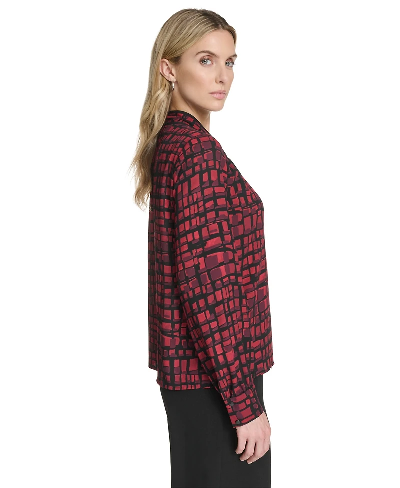Calvin Klein Women's Tie-Front Printed Blouse