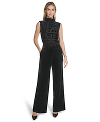 Calvin Klein Women's Wide-Leg Mid-Rise Velvet Pants