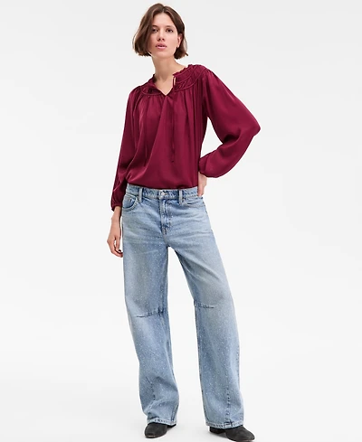 Lucky Brand Women's Legend Rhinestone Stud Barrel-Leg Jeans