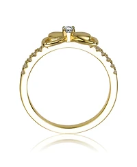 Rachel Glauber 14K Gold Plated with Clear Cubic Zirconia Butterfly Design Statement Ring