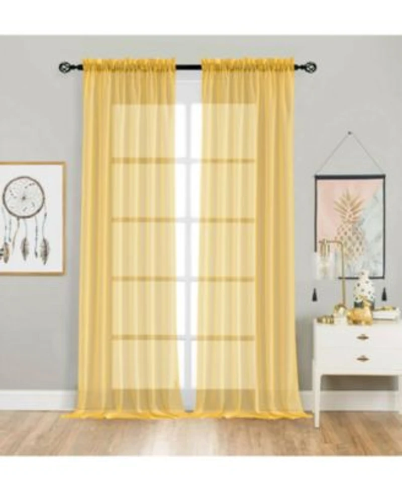 Kate Aurora Designer Sheer Voile Rod Pocket Curtains For Small Windows