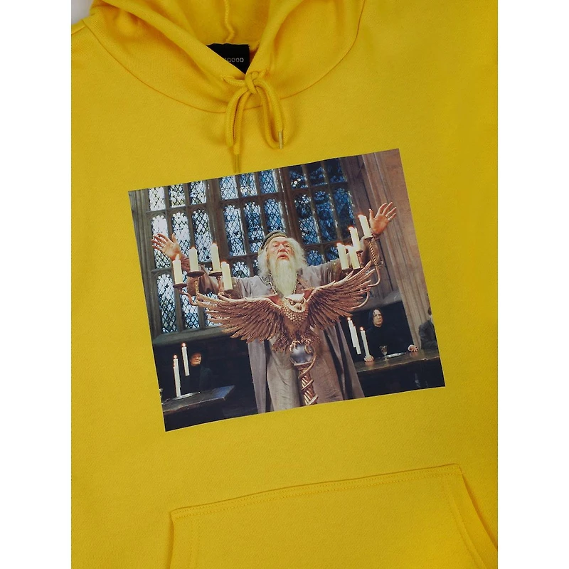Harry Potter Dumbledore Long Sleeve Yellow Adult Hooded Sweatshirt-Medium