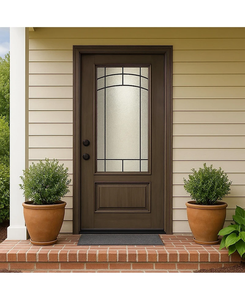 Chic Crate 36"x80" Fiberglass Front Door with Frosted Glass, Vinyl Frame Included