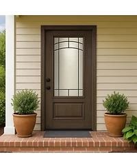 Chic Crate 36"x80" Fiberglass Front Door with Frosted Glass, Vinyl Frame Included