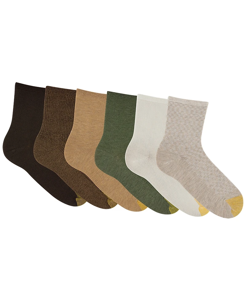 Gold Toe Women's 6-Pack Check Texture Midi Socks