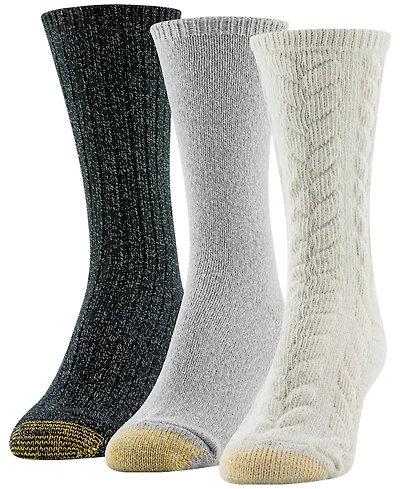 Gold Toe Women's 3-Pack Chunky Cable Crew Socks
