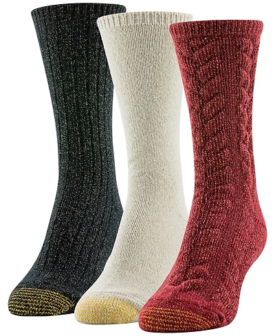 Gold Toe Women's 3-Pack Chunky Cable Crew Socks