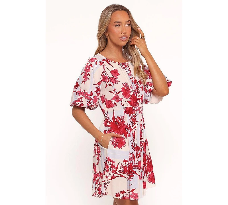 Petal and Pup Simmons Mini Dress - Fuchsia Floral
