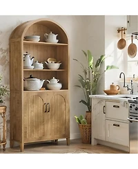 Tribesigns 70.9 Inches Tall Arched Kitchen Pantry, 8-Tier Pantry Cabinet with Doors & Adjustable Shelves