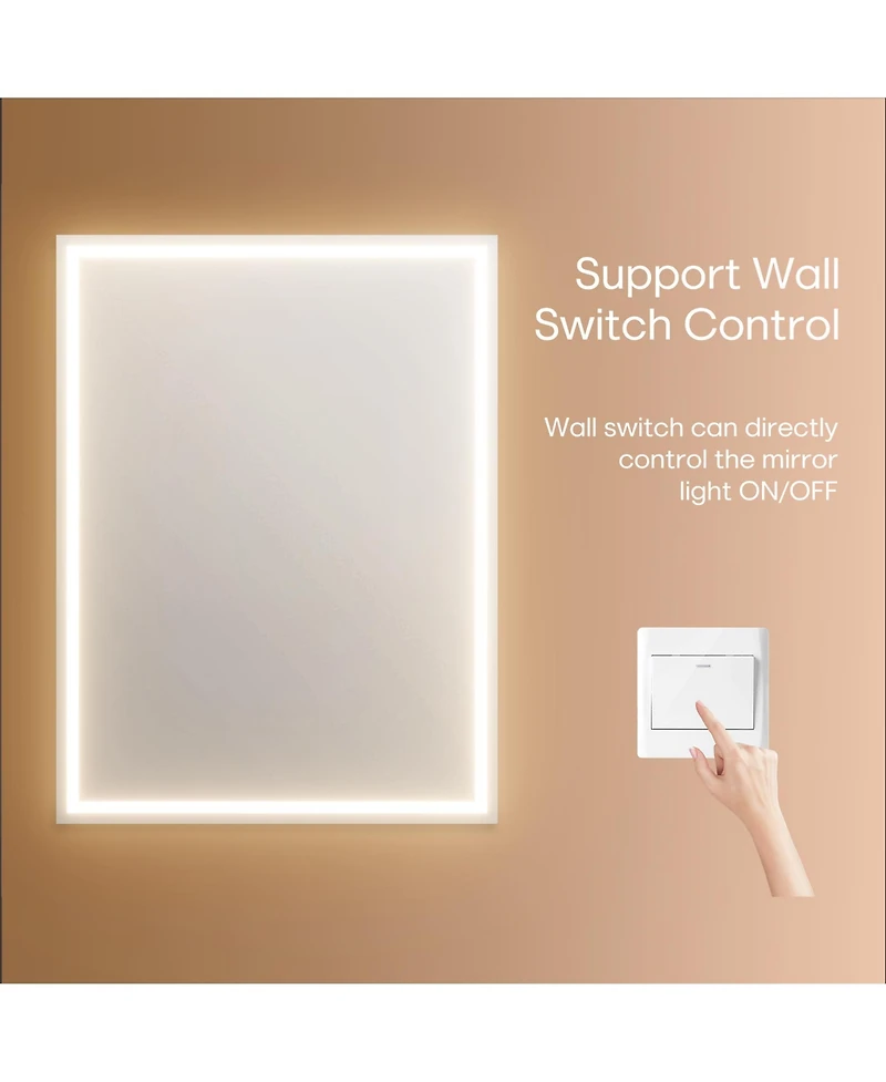 Hauschen Home 32x24 inch Led Lighted Medicine Cabinet with Mirror, Moisture-Resistant Wood, Stepless Dimmable, 3000K/5500K, Defogger, Adjustable Shelf