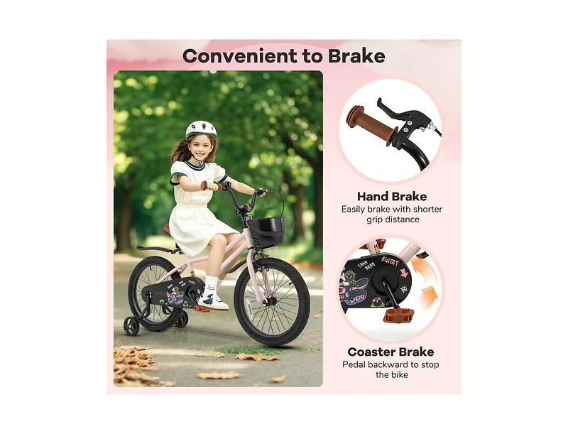 18-Inch Kids Bike with Basket & Adjustable Handlebar