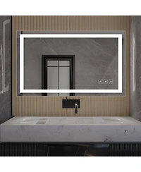 Hauschen Home x inch Led Lighted Bathroom Mirror, Wall Mounted Dimmable Makeup Vanity Mirror, Tempered Glass Anti-Fog Mirror
