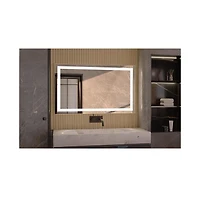 Hauschen Home x inch Led Lighted Bathroom Mirror, Wall Mounted Dimmable Makeup Vanity Mirror, Tempered Glass Anti-Fog Mirror