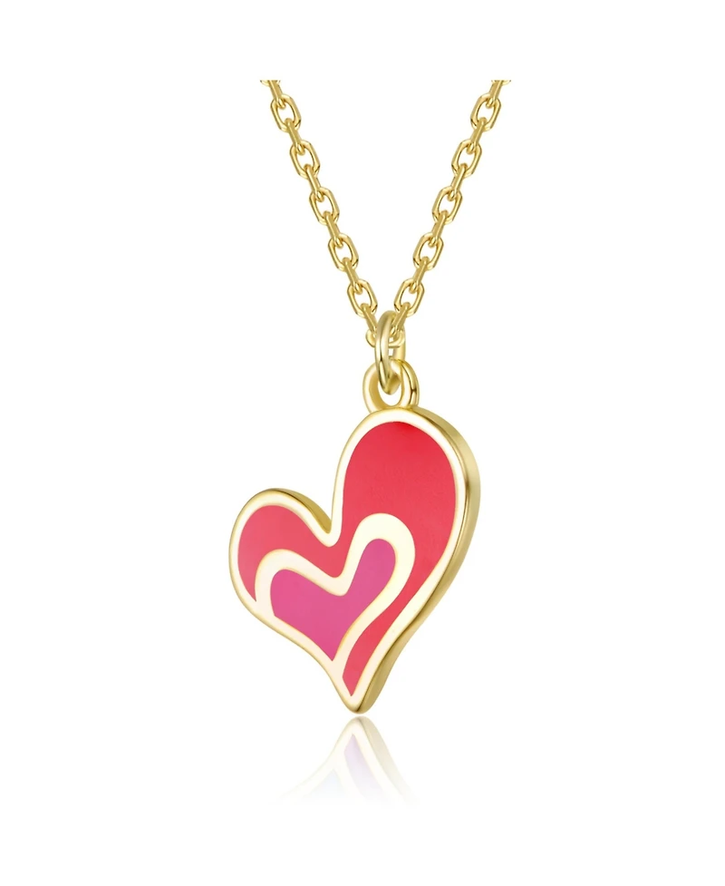GiGiGirl 14k Gold Plated with Colored Enamel Heart Design Pendant Necklace