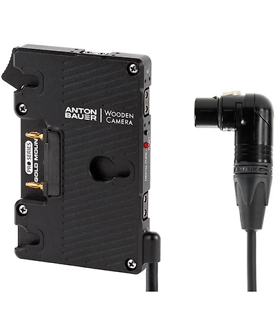 Wooden Camera Pro Gold-Mount Plate with 4-Pin Xlr Right Angle Connector for Digital Bolex, Blackmagic Studio Camera, Sony F55/F5, Canon C500mkII