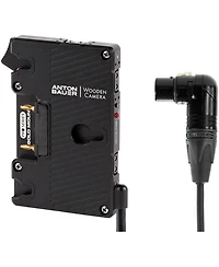 Wooden Camera Pro Gold-Mount Plate with 4-Pin Xlr Right Angle Connector for Digital Bolex, Blackmagic Studio Camera, Sony F55/F5, Canon C500mkII