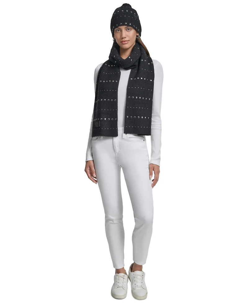 Dkny Women's 2-Piece Studded Beanie and Scarf Set