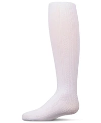 Memoi Girls Multi-Diamond Drop-Stitch Textured Cotton Rich Sweater Tights