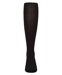 Memoi Girls Ribbed Cotton Rich Embroidered Crest Sweater Tights